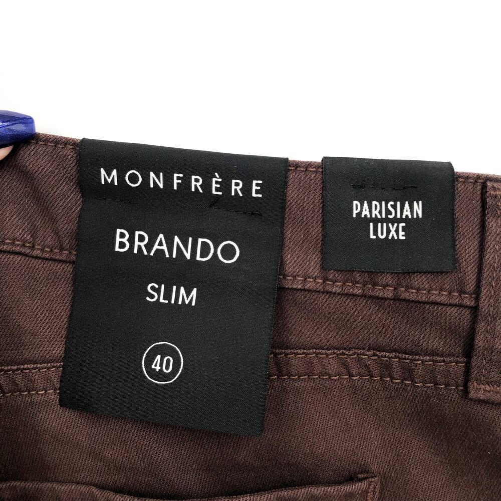 MONFRERE Men's Brando Slim Fit Jeans 40x31 Brown Cafe Straight Parisian Luxe NWT - Picture 9 of 12